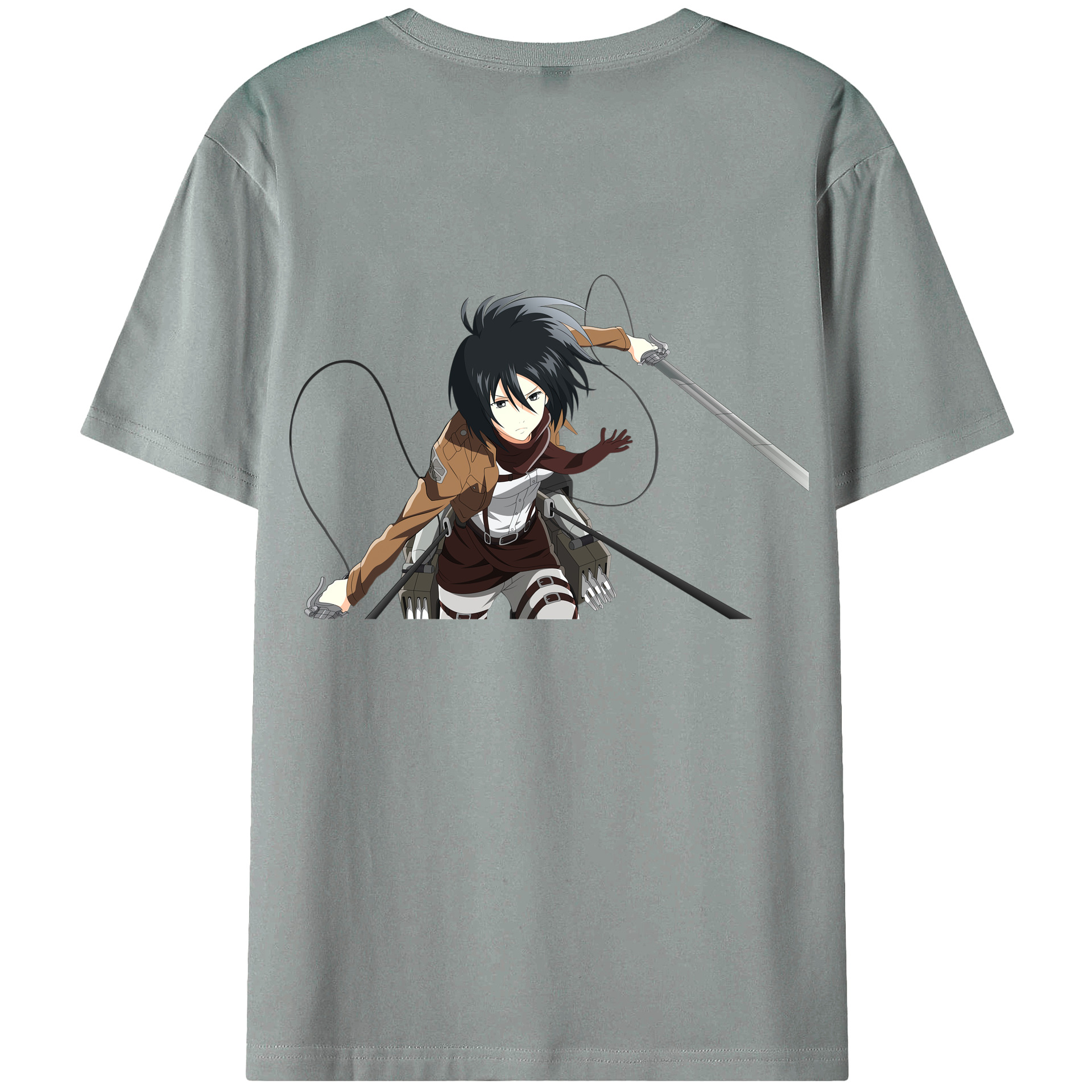 （画像用） 進撃の巨人 ミカサ·アッカーマン Attack on Titan Mikasa Ackerman 綿100％ メンズ半袖Tシャツ（バックプリント） 通気性